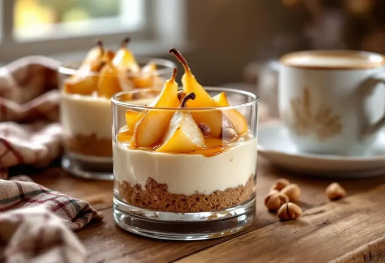 Poires fondantes et croquant de spéculoos : ce cheesecake minute sans cuisson est le goûter d’automne parfait !