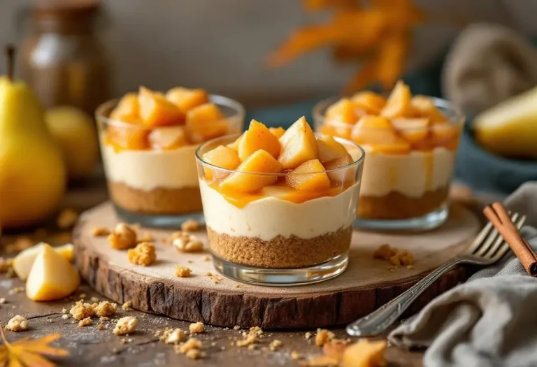 Poires fondantes et croquant de spéculoos : ce cheesecake minute sans cuisson est le goûter d’automne parfait